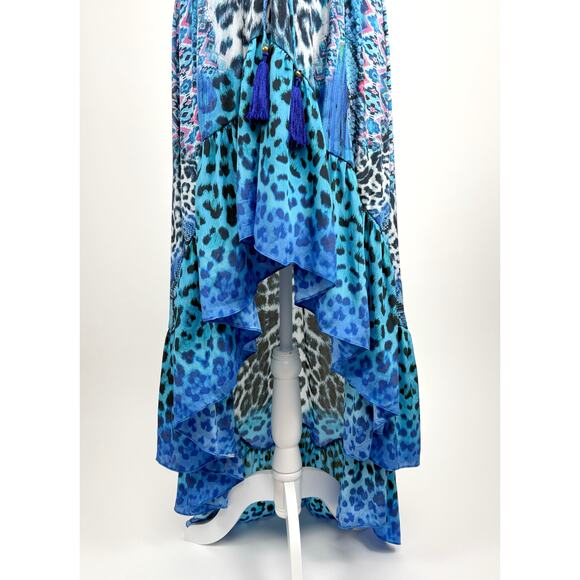 True Colors by La Moda Hi Low Frill Maxi Dress Size Small Medium Resort Flowy - Picture 4 of 16